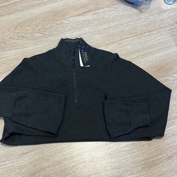 POLO RALPH LAUREN Men's Mesh-Knit Cotton Quarter-Zip Sweater - Picture 2 of 4